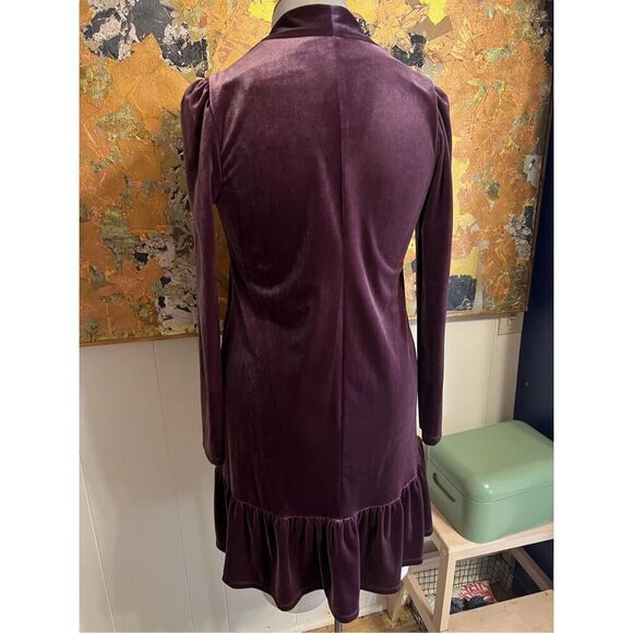 Taylor Purple Velvet Moni Dress With Ruffle Hem Size Gen S - Picture 6 of 10